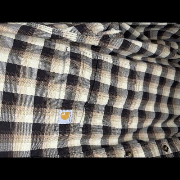 Carhartt Relaxed Fit Hamilton Plaid Brown and Tan Long Sleeve - Picture 3 of 7